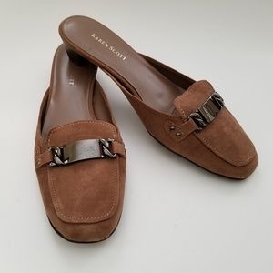 Karen Scott Taupe Kid Suede Mules Slides